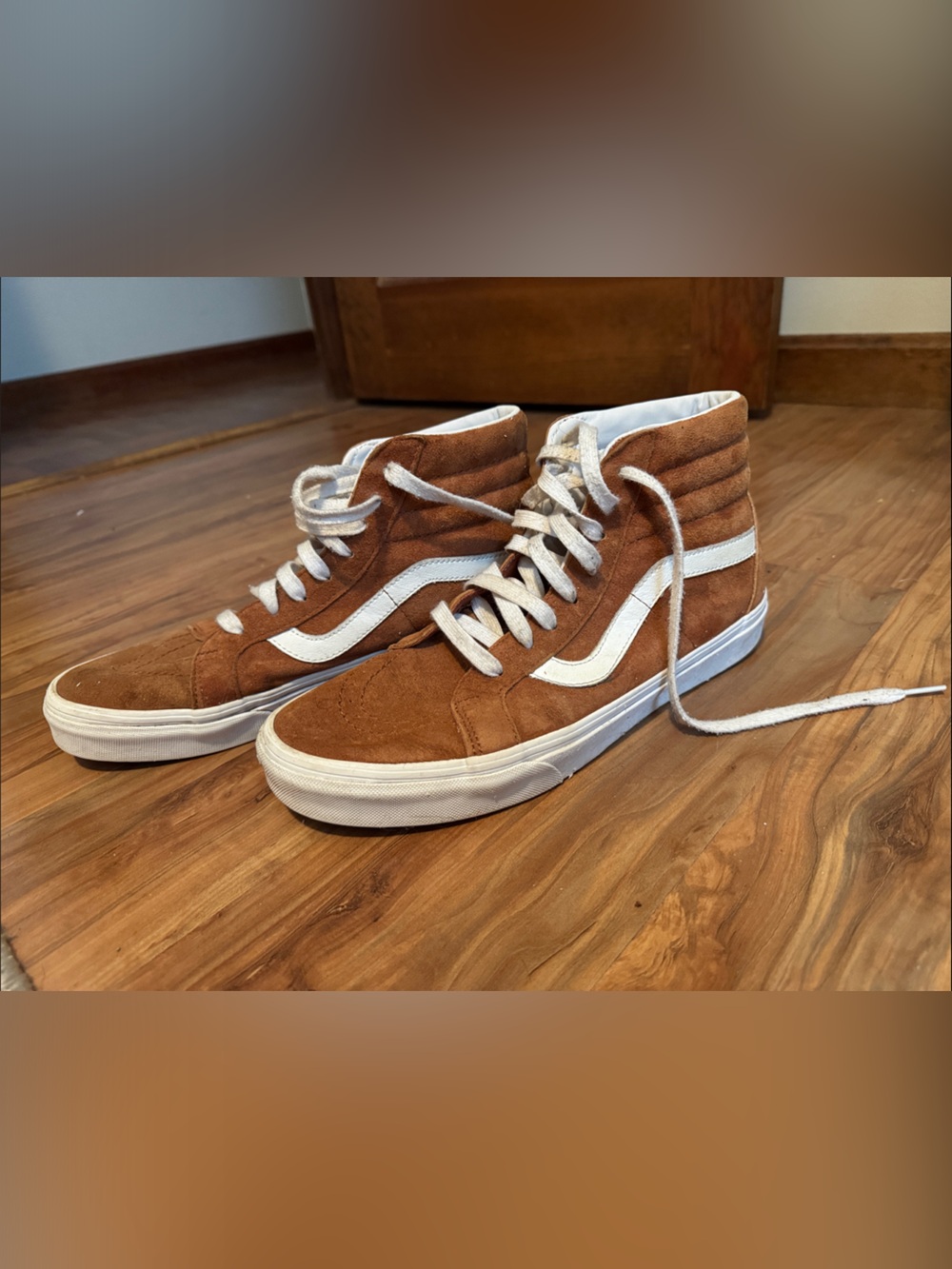 Vans Brown Suede High-Top Sneakers with White Stripe